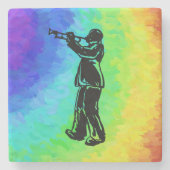 New York Boogie Nights Trumpet Rainbow Stenen Onderzetter (Voorkant)