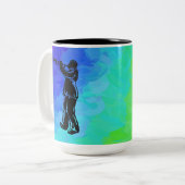 New York Boogie Nights Trumpet Rainbow Tweekleurige Koffiemok (Voorkant links)