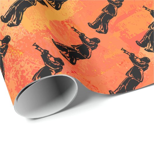 New York Boogie Nights Trumpet Sinaasappel Cadeaupapier (Rol Hoek)