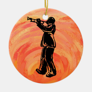 New York Boogie Nights Trumpet Sinaasappel Keramisch Ornament