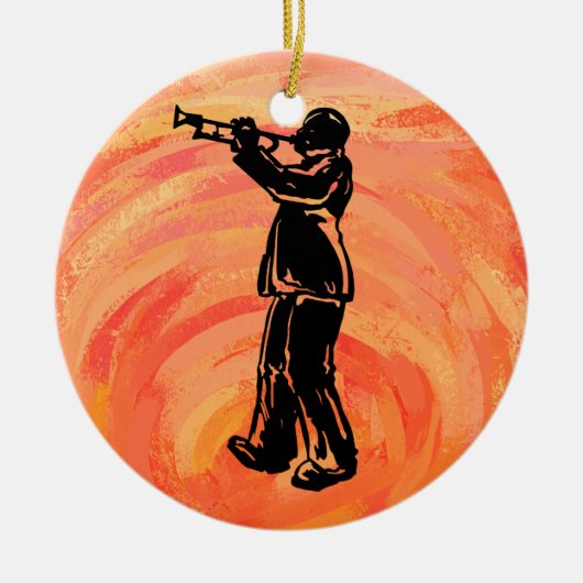 New York Boogie Nights Trumpet Sinaasappel Keramisch Ornament (Voorkant)