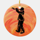 New York Boogie Nights Trumpet Sinaasappel Keramisch Ornament (Achterkant)