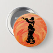 New York Boogie Nights Trumpet Sinaasappel Ronde Button 7,6 Cm (Voorkant /achterkant)