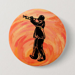 New York Boogie Nights Trumpet Sinaasappel Ronde Button 7,6 Cm