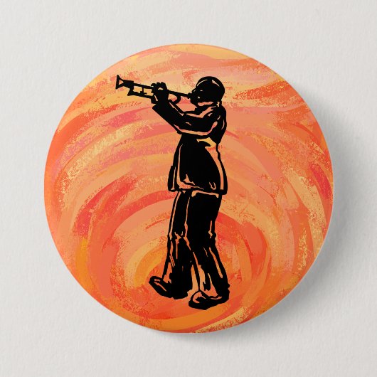 New York Boogie Nights Trumpet Sinaasappel Ronde Button 7,6 Cm (Voorkant)