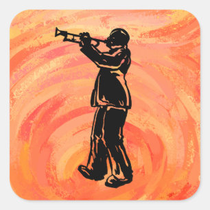 New York Boogie Nights Trumpet Sinaasappel Vierkante Sticker