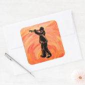 New York Boogie Nights Trumpet Sinaasappel Vierkante Sticker (Envelop)