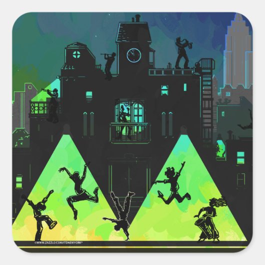 New York Boogie Nights Vierkante Sticker (Voorkant)