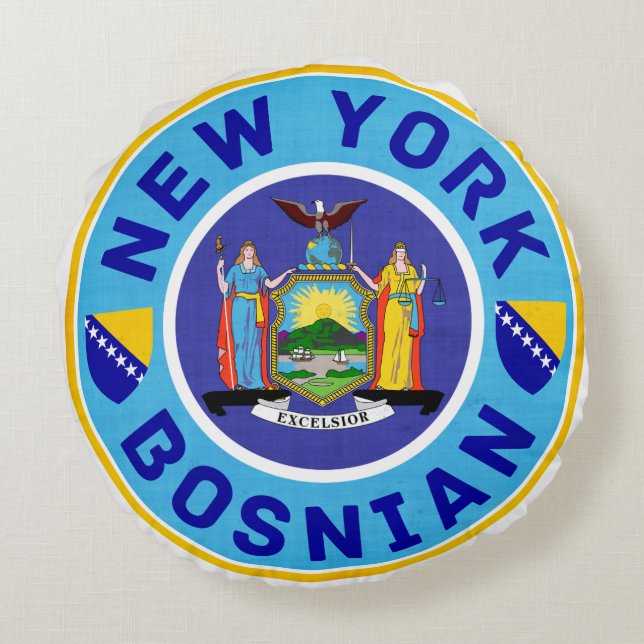 New York Bosnian American Rond Kussen (Achterkant)