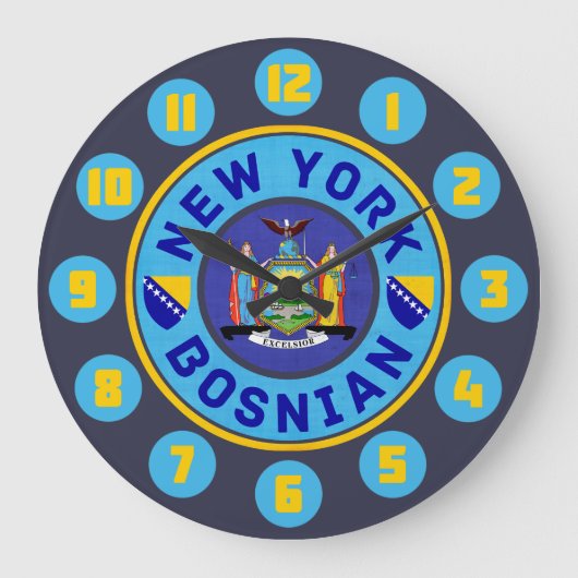 New York Bosnian American Wall Clock Grote Klok (Voorkant)