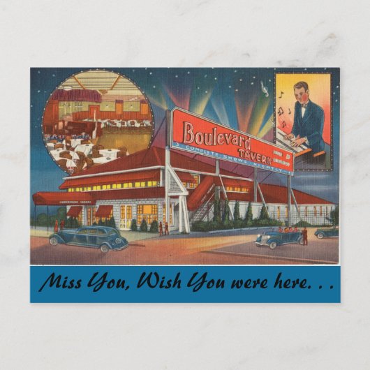 New York, Boulevard Tavern, Supper Club Briefkaart (Voorkant)
