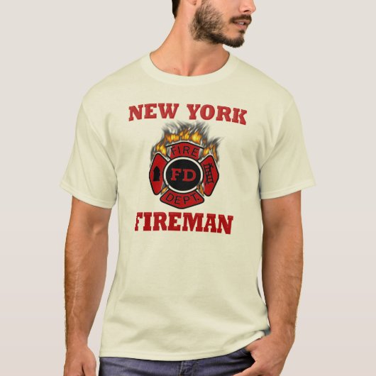 New York brandweerman symbool vlammen T-shirt (Voorkant)