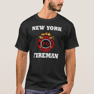 New York brandweerman symbool vlammen T-shirt