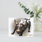 New York Briefkaart Bull Statue NYC Souvenir Card (Staand voorkant)