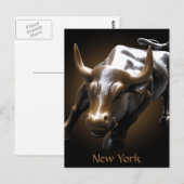 New York Briefkaart Bull Statue NYC Souvenir Card (Voorkant / Achterkant)