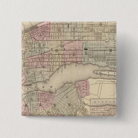 New York, Brooklyn 3 Vierkante Button 5,1 Cm (Voorkant)