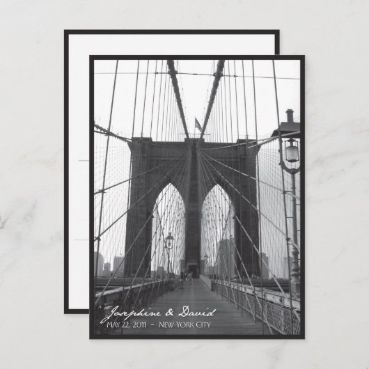 New York Brooklyn Bridge Bewaar de datum Aankondigingskaart (Voorkant / Achterkant)