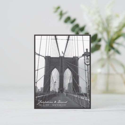 New York Brooklyn Bridge Bewaar de datum Aankondigingskaart (Staand voorkant)