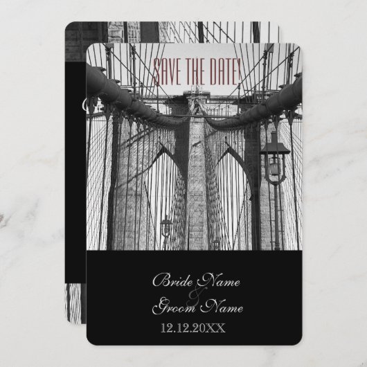  New York Brooklyn Bridge Save The Date (Voorkant / Achterkant)