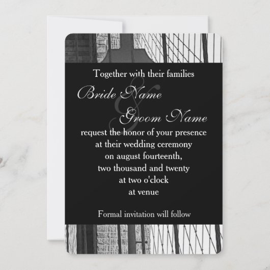  New York Brooklyn Bridge Save The Date (Achterkant)