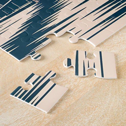 New York Brooklyn Bridge Skyline Bold Retro Reizen Legpuzzel (Zijkant)