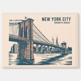 New York Brooklyn Bridge Skyline Bold Retro Reizen Magneet