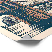 New York Brooklyn Bridge Skyline Bold Retro Reizen Poster (Hoek)