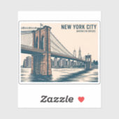 New York Brooklyn Bridge Skyline Bold Retro Reizen Sticker (Vel)