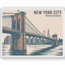 New York Brooklyn Bridge Skyline Bold Retro Reizen