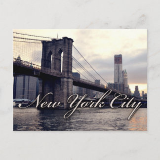 New York Brooklyn Bridge Sunset Briefkaart