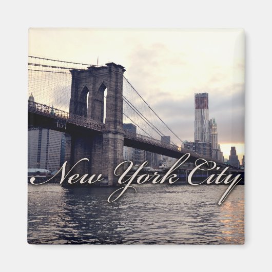 New York Brooklyn Bridge Sunset Magnet (Voorkant)