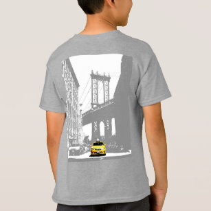 New York Brooklyn Gele Taxi Boys Terug Print T-shirt