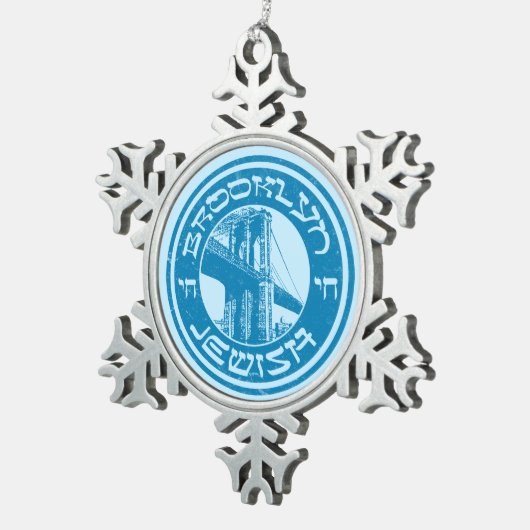 New York Brooklyn Joodse Vakantie Tin Sneeuwvlok Ornament (Rechts)