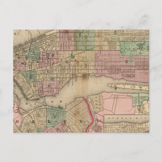 New York, Brooklyn Map van Mitchell Briefkaart (Voorkant)