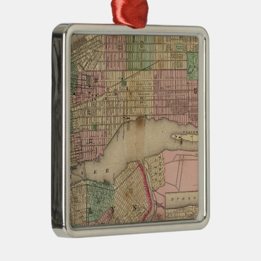 New York, Brooklyn Map van Mitchell Metalen Ornament (Rechts)