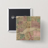New York, Brooklyn Map van Mitchell Vierkante Button 5,1 Cm (Voorkant /achterkant)
