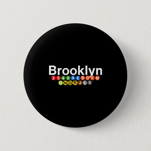 New York Brooklyn Subway Station Signs, Train Sign Ronde Button 5,7 Cm (Voorkant)