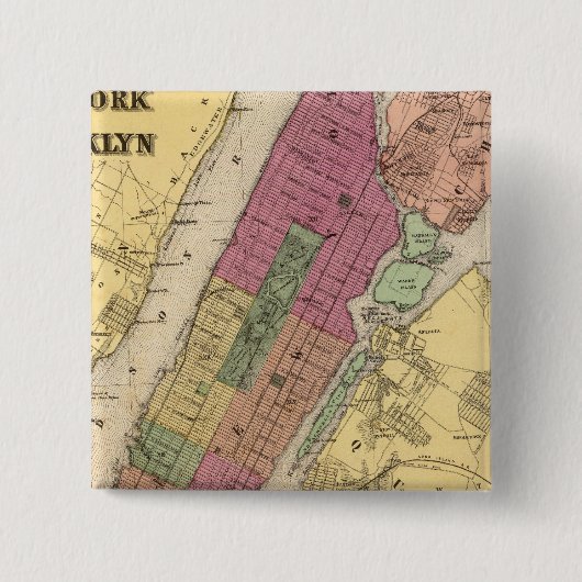 New York, Brooklyn Vierkante Button 5,1 Cm (Voorkant)
