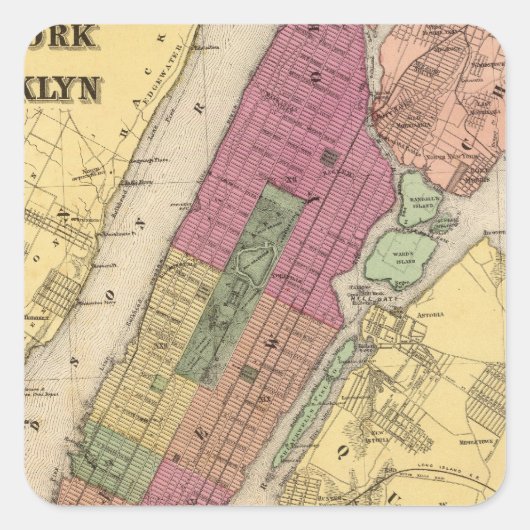 New York, Brooklyn Vierkante Sticker (Voorkant)