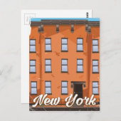 New York Brownstone cartoon reisposter Briefkaart (Voorkant / Achterkant)