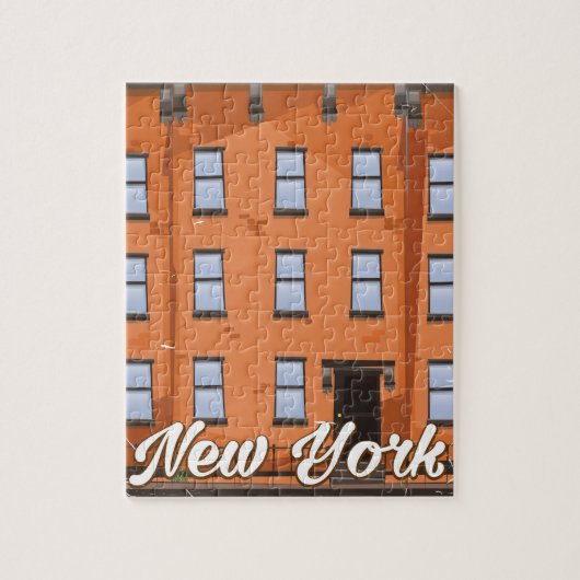 New York Brownstone-reisposter cartoon Legpuzzel (Verticaal)