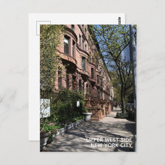 New York Brownstone Upper West Side Buildings NYC Briefkaart (Voorkant / Achterkant)