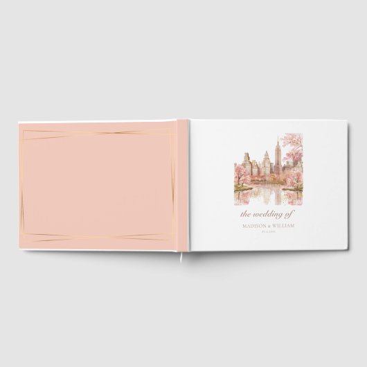 New York bruiloft aangepaste Waterverf Gastenboek (Volledig)