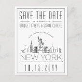 New York bruiloft | Gestileerde skyline De datum o Briefkaart (Voorkant)