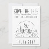 New York bruiloft | Gestileerde skyline De datum o Kaart (Voorkant)