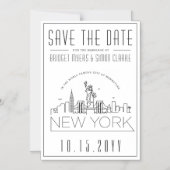 New York bruiloft | Gestileerde skyline De datum o Magnetische Uitnodiging (Voorkant)