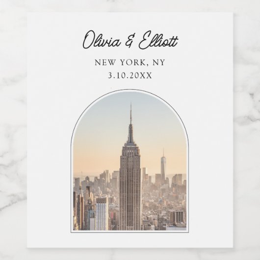New York bruiloft gunst gepersonaliseerd Wijn Etiket (Enkel label)