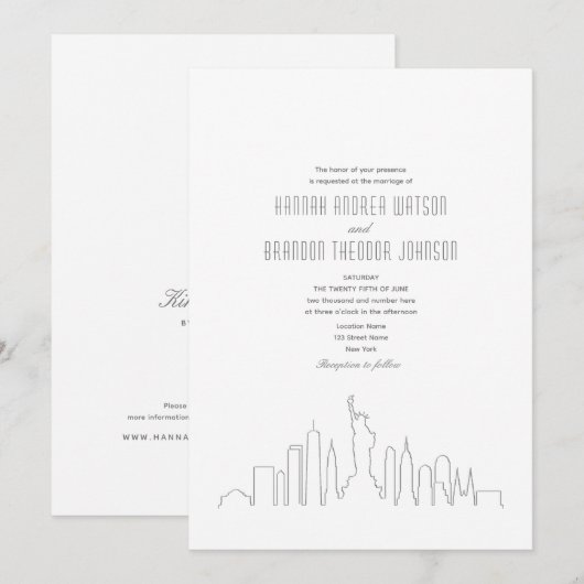 New York bruiloft Kaart (Voorkant / Achterkant)