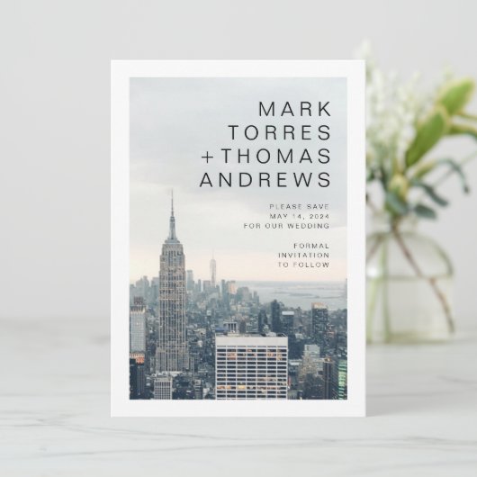 New York Bruiloft Save the Date Kaart (Staand voorkant)