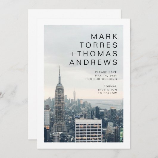 New York Bruiloft Save the Date Kaart (Voorkant / Achterkant)